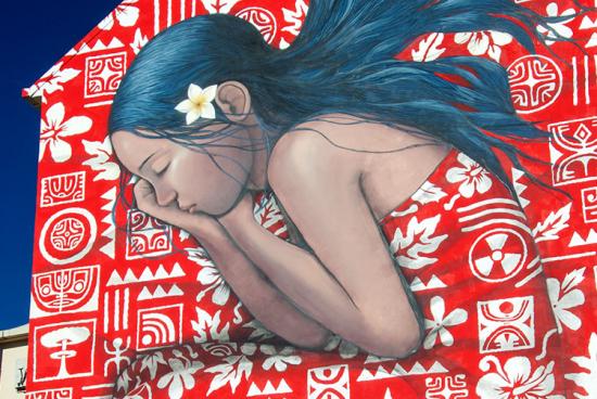Papeete street art vahine rouge 2014 tahiti heritage