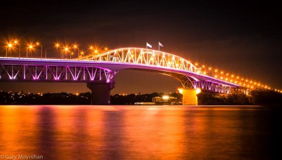 Night picture of the auckland harbour bridge